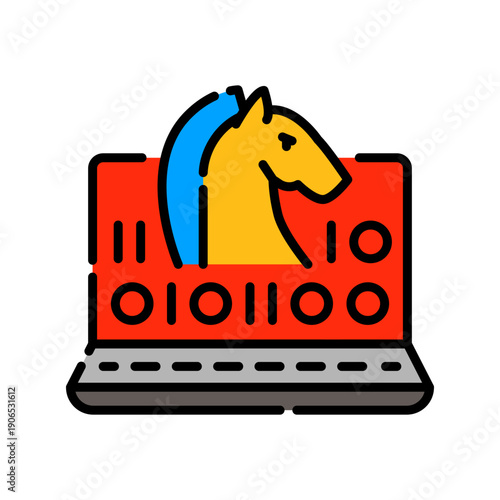 trojan horse color line icon.