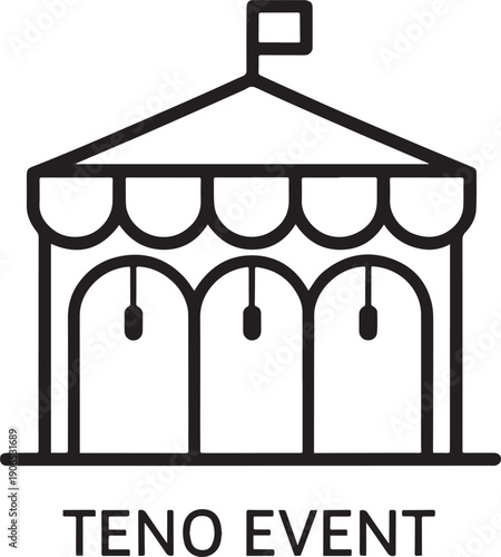 Circus Event Tent Outline Logo with Flag