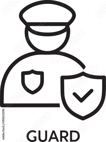 Security Guard with Shield Protection Icon