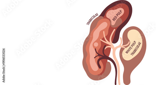 Detailed anatomical diagram of a human kidney with labeled sections.
