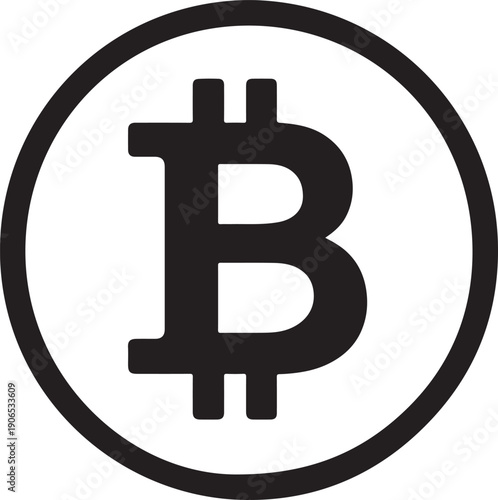 Bitcoin Cryptocurrency Digital Currency Symbol and Blockchain Technology Icon
