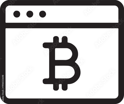 Bitcoin Cryptocurrency Online Trading and Web Browser Digital Payment Icon