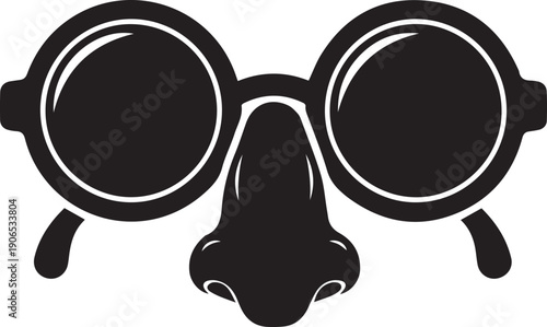 Disguise glasses with large round lenses and exaggerated prosthetic nose vector