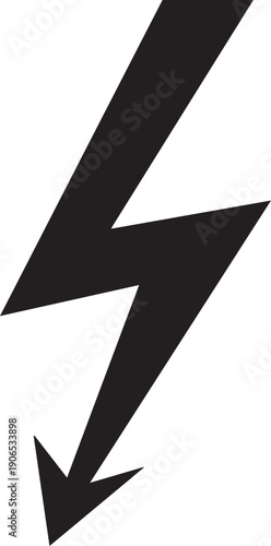 High voltage danger warning sign with sharp lightning bolt silhouette illustration