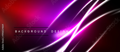 Abstract neon background. Vibrant pink, purple hues blend with dynamic light streaks. Modern design element for digital projects.
