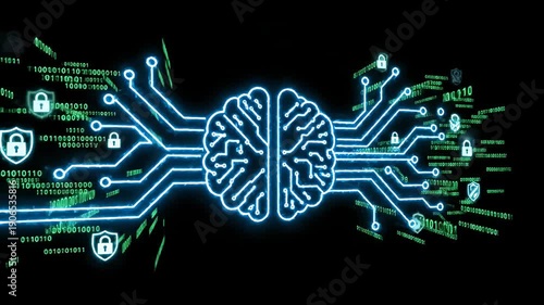 Futuristic Neon Brain Circuits Lighting Up.