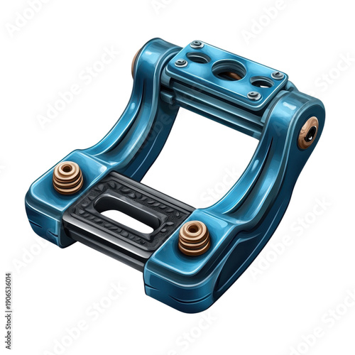 Blue metallic shackle clamp tool 3D illustration isolated PNG with Transparent Background