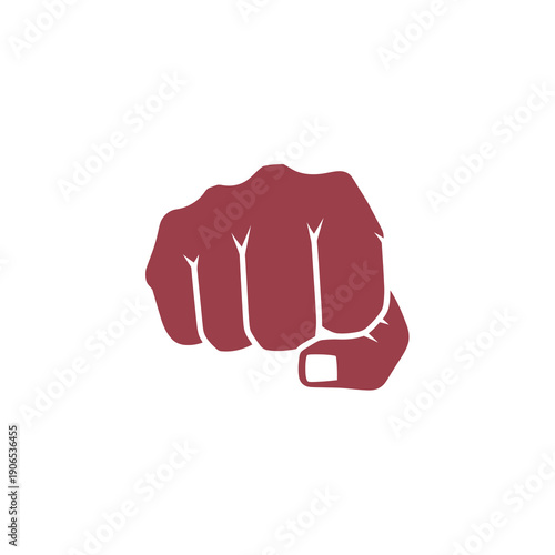 Strong Human Fist Raised for Power Strength and Revolution on White Background. Vector Logo Design