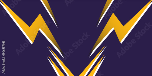 Background geometric shapes. Seamless pattern of lightning bolts. Trendy white yellow and purple color. Comic style