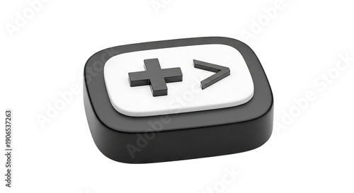 3D Plus and Greater Than Symbol Icon