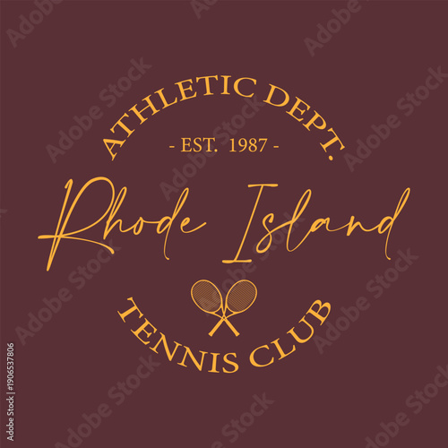 Classic sports typography tennis club slogan print retro graphic t-shirt or poster label - Vector