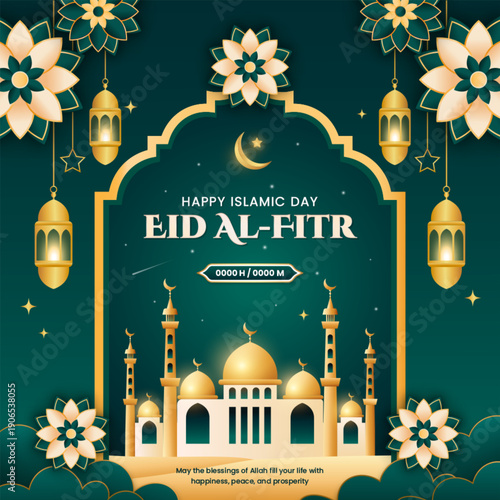 Eid mubarak and eid al fitr social media banner or instagram post template