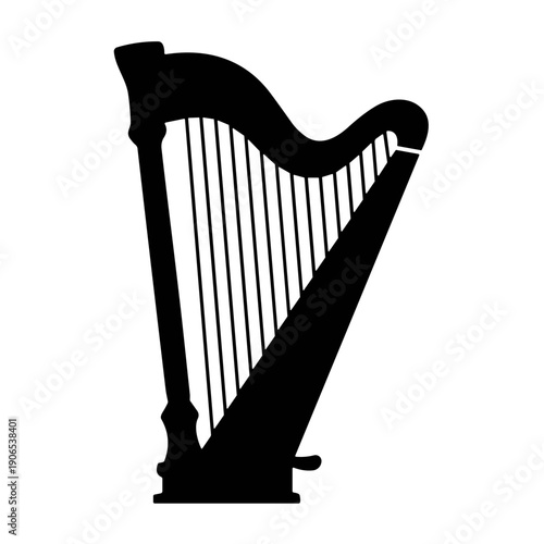 icon illustration harp isolated on silhouette vector
