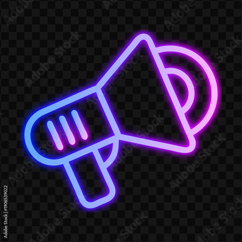 Bright Neon Loudspeaker Icon