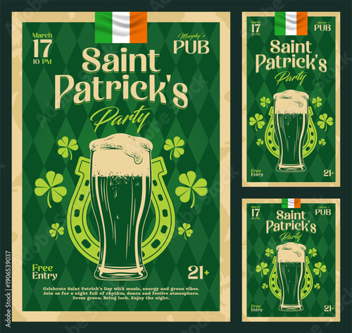 St Patrick Day Event Poster and Social Media Design
