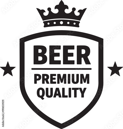 Black beer shield with crown and stars also transparent background white