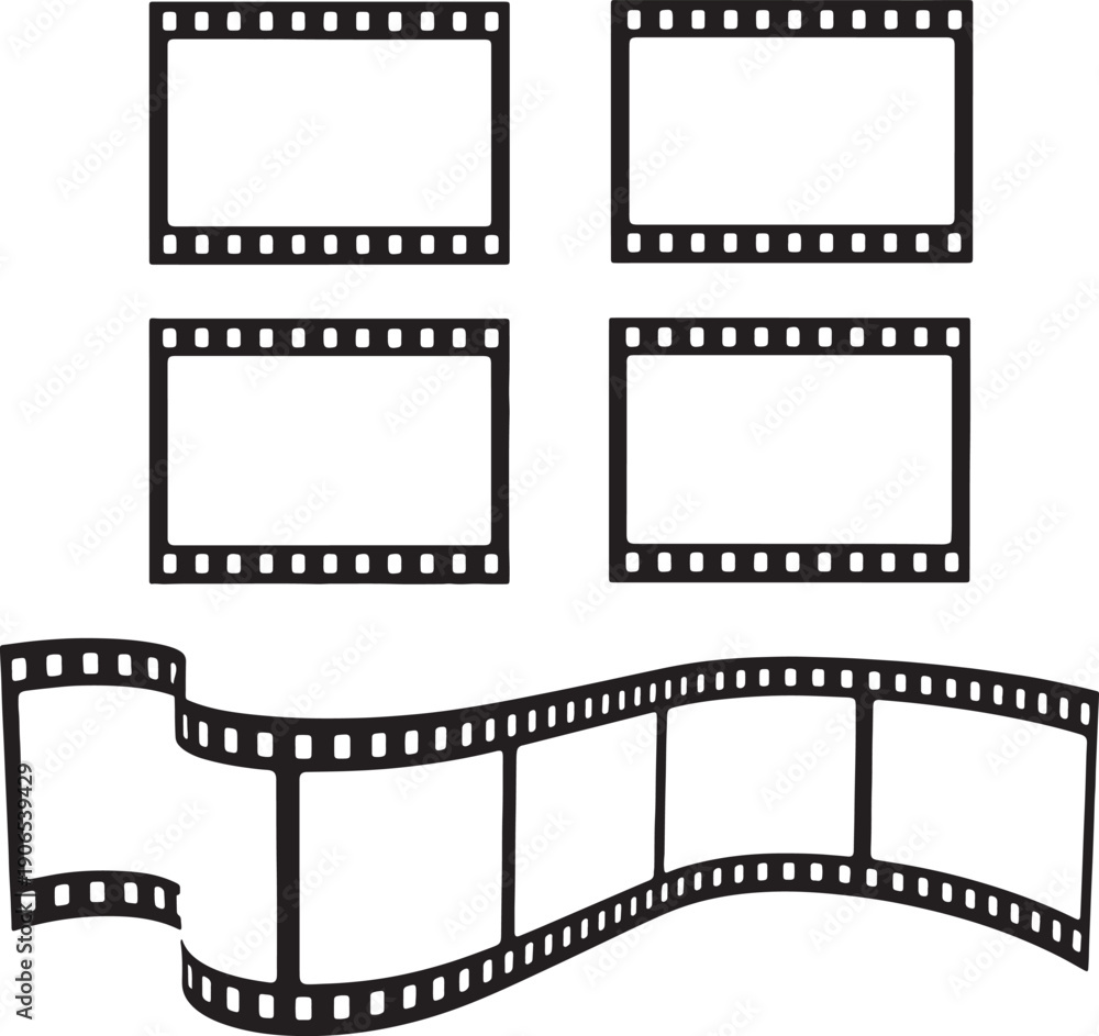 Obraz premium Black strip on white background also transparent background cinema filmstrips