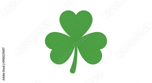 Green four leaf clover on white background symbolizing luck and fortune in a simple flat design