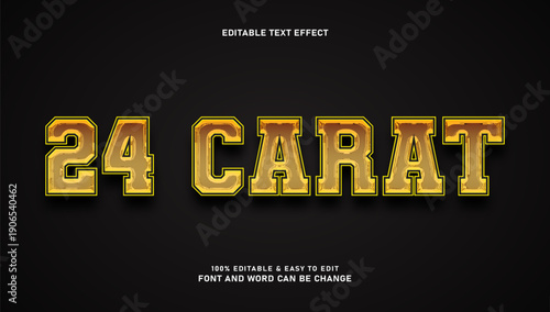 24 Carat Shiny Gold Editable Text Effect on Dark Background