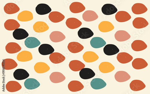 Vibrant colorful dots pattern on cream background