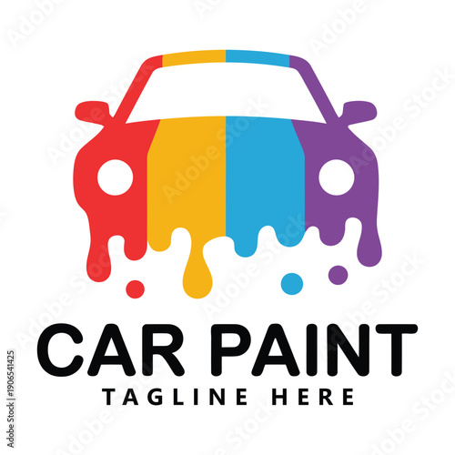Car paint colorful logo with dripping paint effect template icon