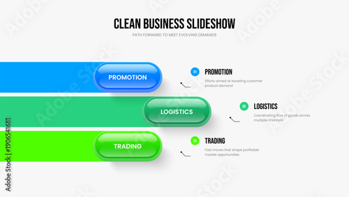 Investor Growth Three Option Diagram Slide Design. Product Portfolio Presentation Template Vector Illustration. Project Proposal 3 Element Infographic Frame Layout.