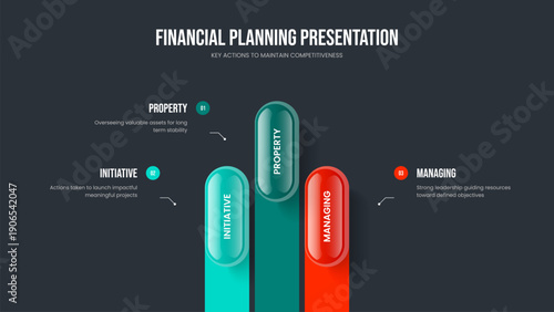 Corporate Launch Three Step Infographic Presentation Template. Professional Planning Frame Layout Vector Illustration. Service Visualization 3 Option Diagram Slideshow Design.