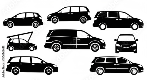 Collection of Silhouette Car Icons and Vector Graphics.