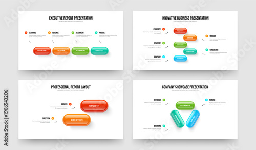 Digital Portfolio 4 5 2 3 Option Diagram Slide Design Collection. Creative Proposal Four Five Two Three Step Infographic Slideshow Layout Vector Illustration Bundle.