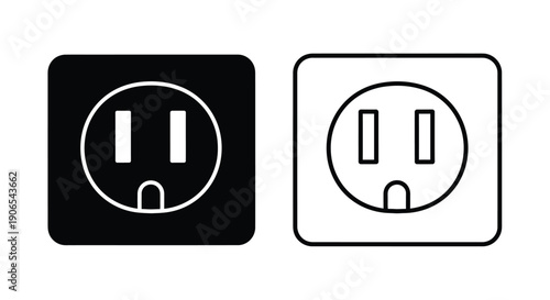 Two electrical outlet icons one dark one light showcasing standard designs