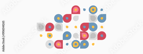 Colorful circles, varying sizes, scattered across light background. Abstract design, simple shapes, modern aesthetic.
