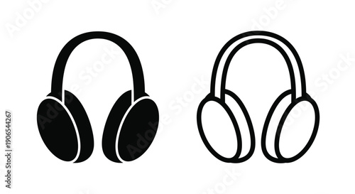 Two pairs of headphones one solid one outlined in black and white