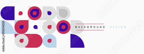 Abstract geometric shapes, circles, squares, triangles. Minimalist design with purple, pink, blue hues. Clean background, modern aesthetic.