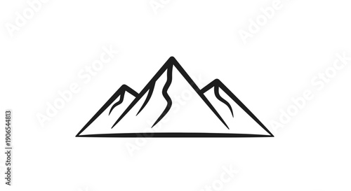 Minimalist mountain range illustration in black and white suitable for logos and designs