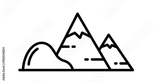 Minimalist mountain range illustration representing natural landscapes and outdoor adventures