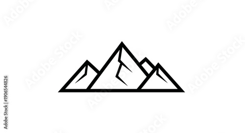 Minimalist mountain range illustration in black and white, simple and clean design