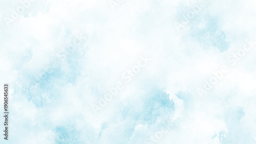Abstract blue winter watercolor background. Sky pattern with snow. Light blue watercolour paper texture background. Vector water color design