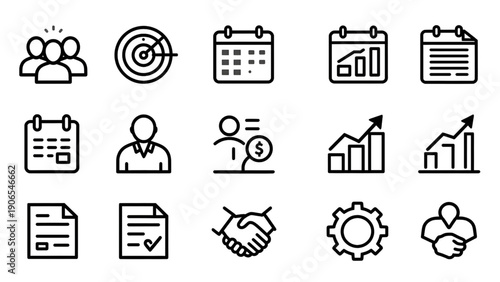 Business Management and Corporate Strategy Line Icons Set, set of icons