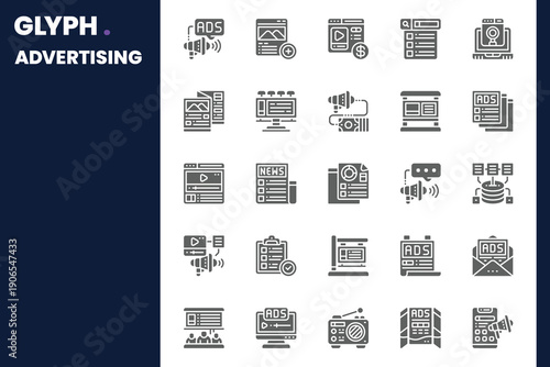 Advertising Icon pack for your website, mobile, presentation, and logo design. Advertising Icon solid design. Vector graphics illustration and editable stroke.