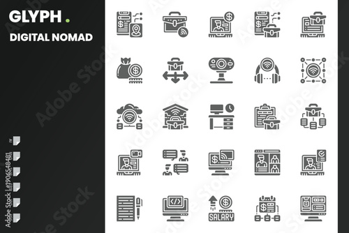 Digital Nomad Icon pack for your website, mobile, presentation, and logo design. Digital Nomad Icon solid design. Vector graphics illustration and editable stroke.