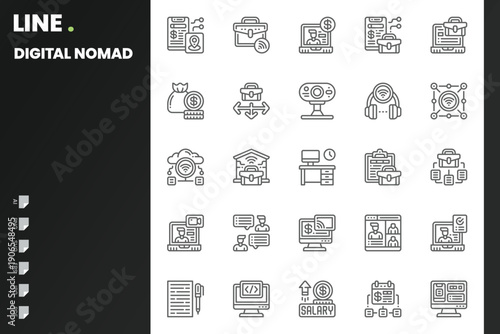 Digital Nomad Icon pack for your website, mobile, presentation, and logo design. Digital Nomad Icon outline design. Vector graphics illustration and editable stroke.