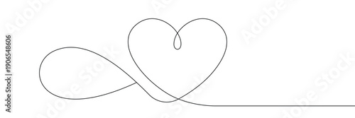Continuous one line drawing of heart and infinity symbol representing eternal love and romantic connection. Single line art. Editable stroke. Doodle hand drawn vector illustration