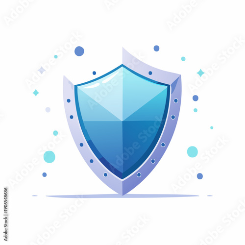 Modern Abstract Cybersecurity Shield Vector Illustration with Digital Gradient