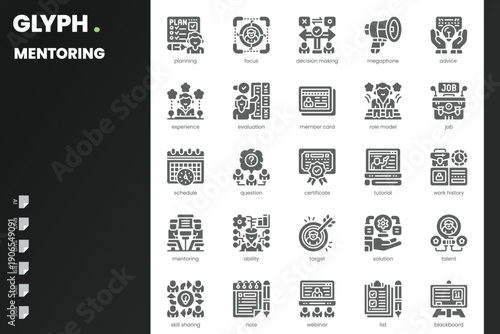 Mentoring Icon pack for your website, mobile, presentation, and logo design. Mentoring Icon solid design. Vector graphics illustration and editable stroke.