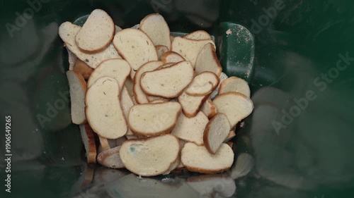 Thrown away bread food waste
