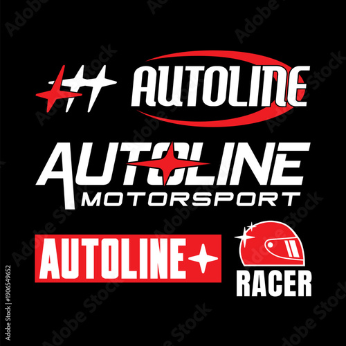 Auto Racing Streetwear Logo Y2K Style Racing Badge Emblems Graphics Set Vector Collection. Futuristic Y2K Style Typography Tshirt for Decal Auto Streetwear Clothing Brand