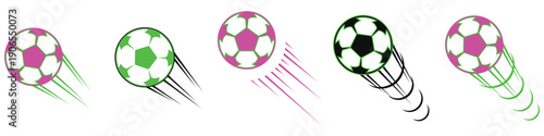 Speeding footballs or soccer balls icon