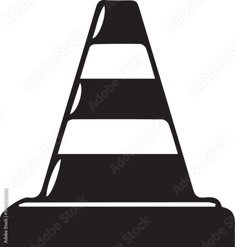Black traffic cone icon for construction or warning signs