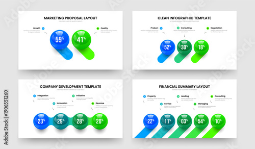 Product Portfolio Two Three Four Five Element Chart Frame Template Vector Illustration Set. Financial Proposal 2 3 4 5 Step Graph Presentation Layout Bundle.