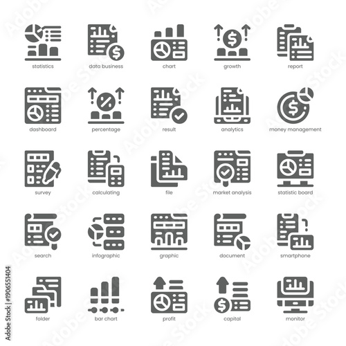 Business Statistics Icon pack for your website, mobile, presentation, and logo design. Business Statistics Icon solid design. Vector graphics illustration and editable stroke.